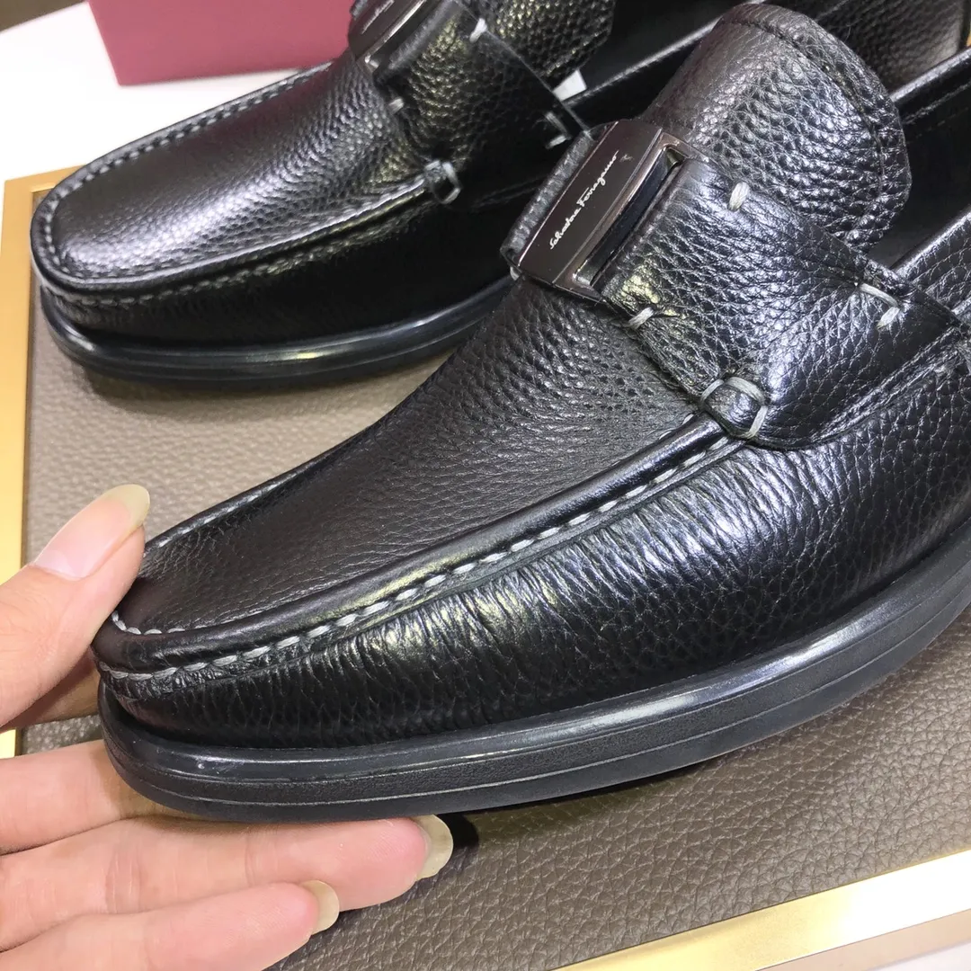 Men's shoes 💰500💰[Ferragamo/Ferragamo] The latest model in the counter. Original imported cowhide fabric + 🐂 water-dyed sheepskin lining + original luxury metal buckle + original combined outsole. Comparison without pressure 38--45 (45 is custom-made and cannot be returned or exchanged)